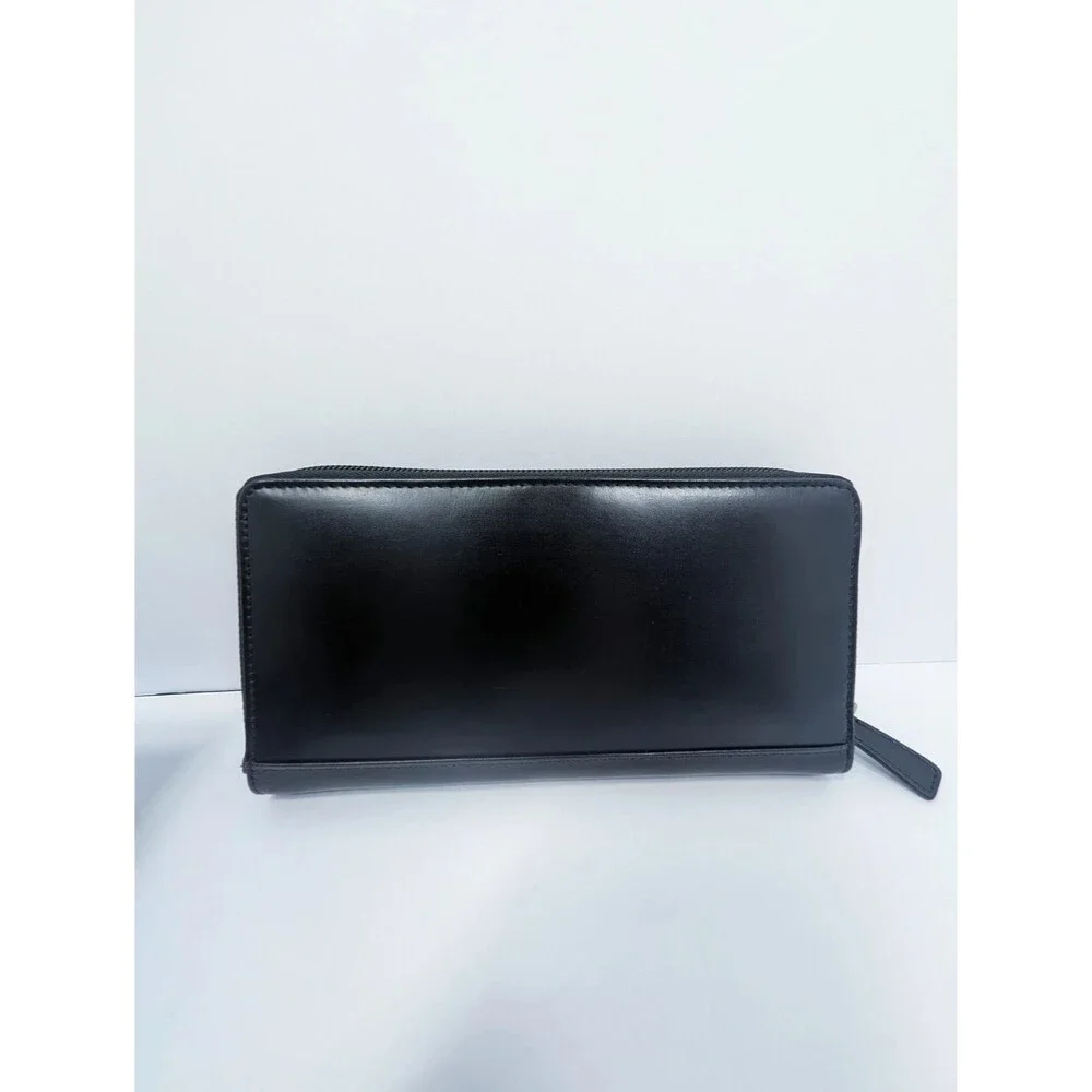Mancini Casablanca RFID Full Zip Leather Clutch Wallet Black 87000372.